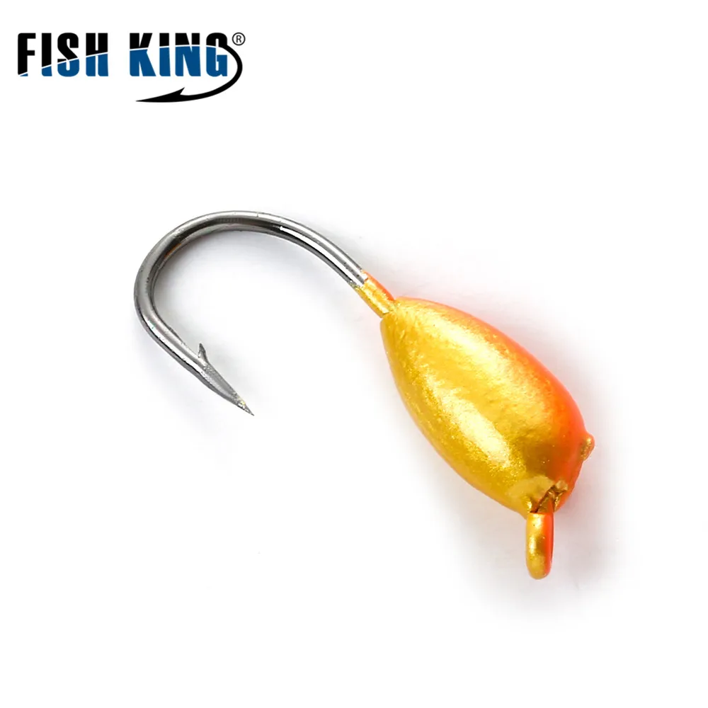 FISH KING 5PCS Winter Fishing Lure Jig Head Hook 1g 1.5g 1.8g 3D Eyes Ice Fishing Artificial Bait Accessories