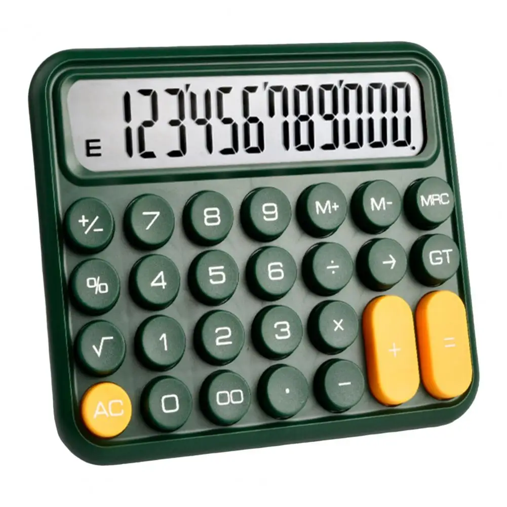 Mechanical Calculator 12-digit with Large LCD Display Convenient Precise Big Round Button Key Calculator