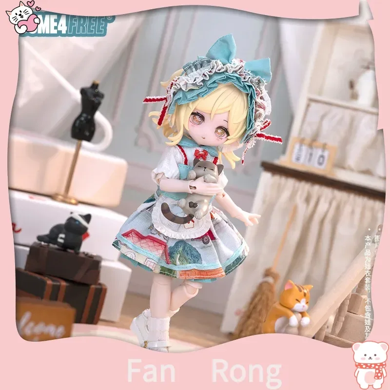 come4free-かわいい小さな家柄-bjd-人形服セットドレスエプロン帽子デイリースタイル衣装-ob11-1-12-ミニ球体関節人形用