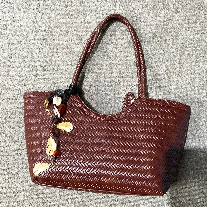 

Tote Bags For Women Luxury Designer Handbags Purses 2025 New In PU Imitation Braided Embossed Pattern With Inner Pocket Shoulder
