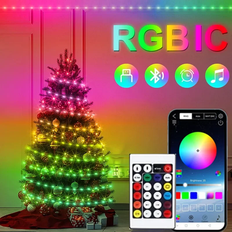 40M/20M Kerst Led Smart Fee String Light Bluetooth App Control Waterdichte String Lights Slinger Vakantie Feest Decoratie