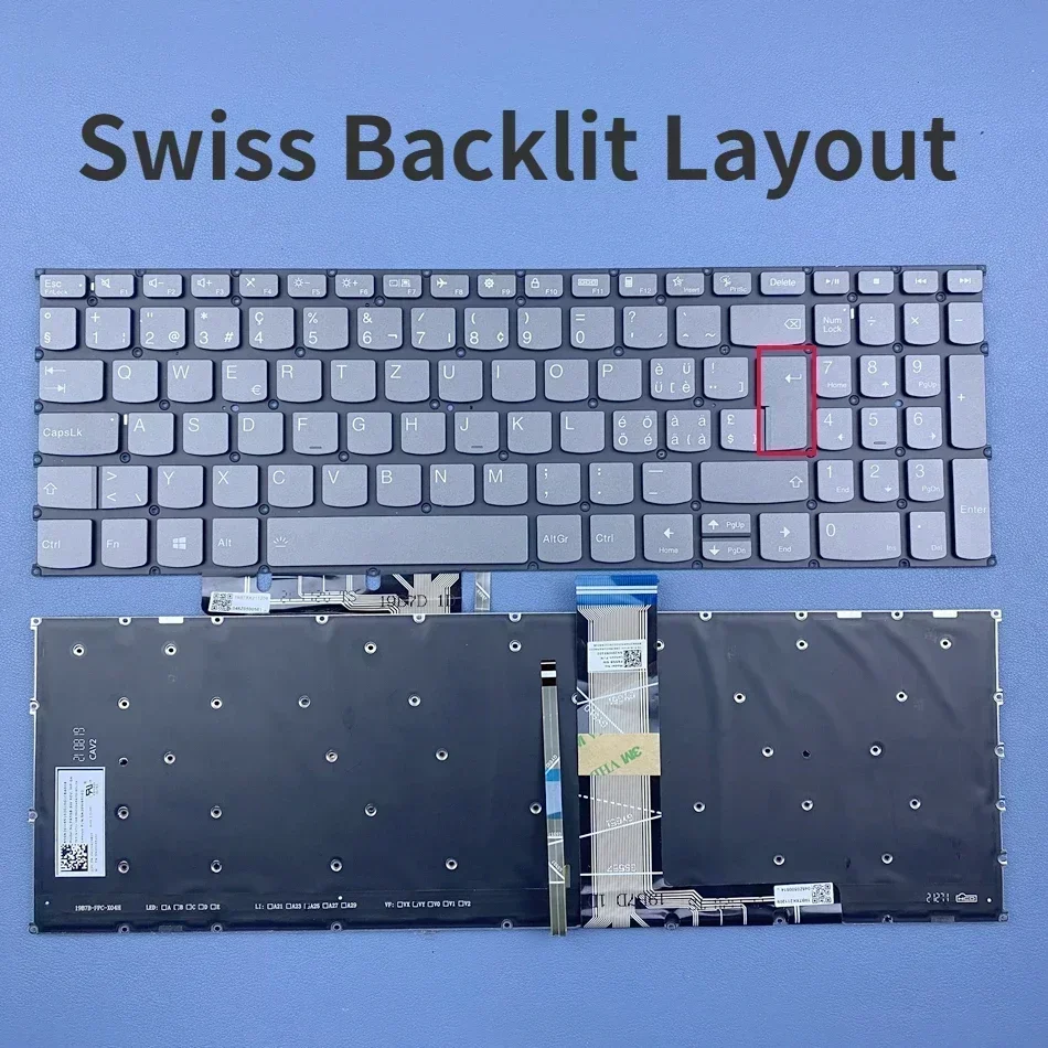 لوحة مفاتيح جديدة بإضاءة خلفية أمريكية/سوئية/كورية/روسية لسلسلة Lenovo Ideapad Yoga Slim 7-15IIL05 7-15IMH05 7-15ITL05