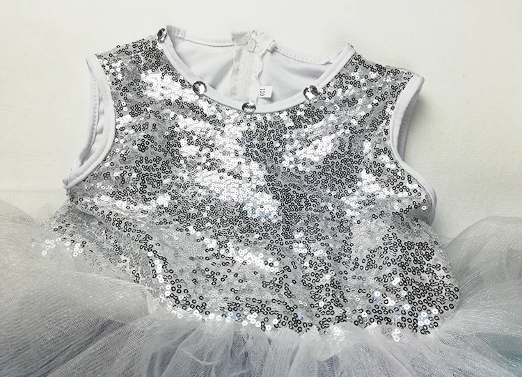 Children Ballroom Clothing Sequined Modern Dance Tutu Dress Girls Jazz Dance Costume Stage Wear Kids Cute Wedding Princess Dress