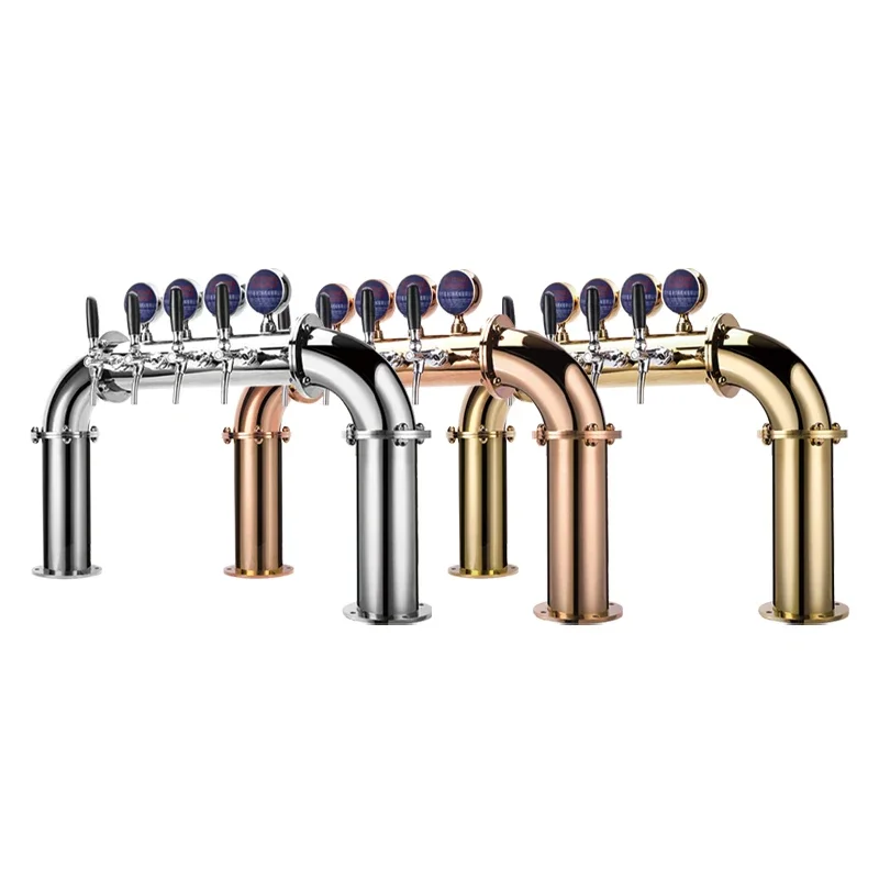 Custom Copper Bridge Beer Column Font 4 Tap Bar Dispenser Stainless Steel Beer Dispenser Beer Tower