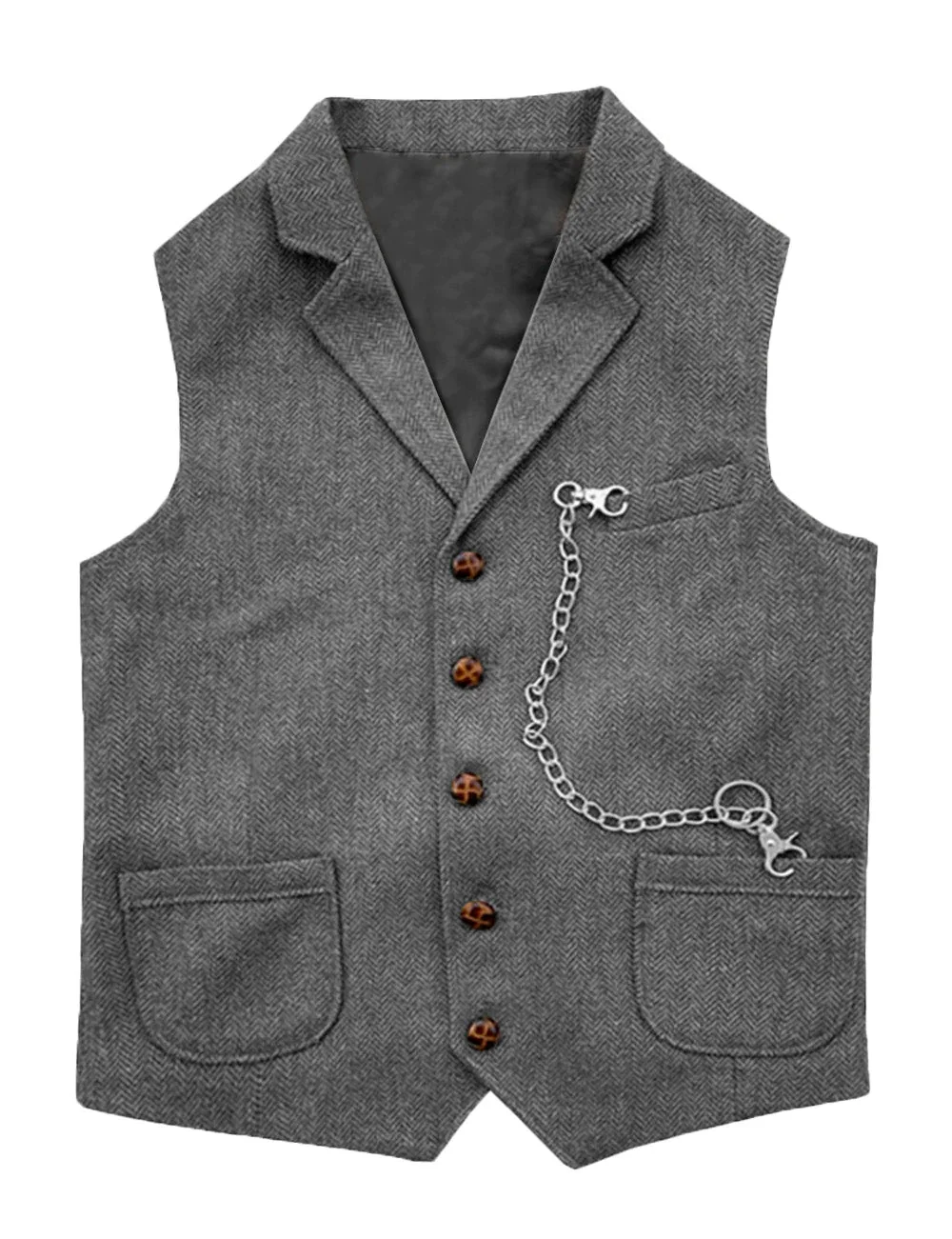 Men\'s Suit Vest for Men Male Classic Mens Brown Vest Gilet Cowboy Waistcoat Man Dress Tweed suits sleeveless Formal Business