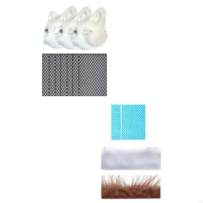 Mặt nạ không sơn 49mf bao gồm vải trim lông không sơn mặt nạ mặt nạ có thể sơn cho trẻ người lớn