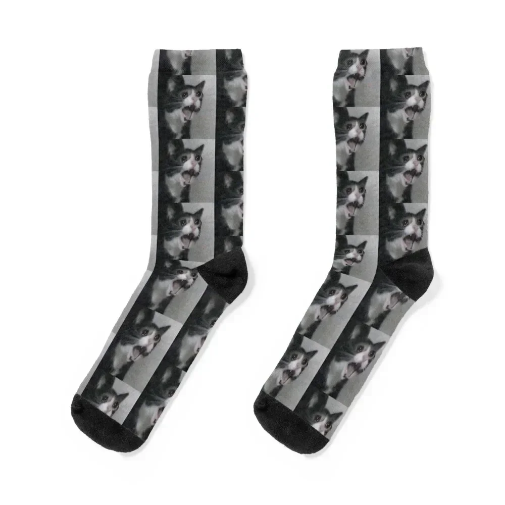 Crying Cat Meme Socks men cotton high quality bright garter winter thermal Male Socks Women's