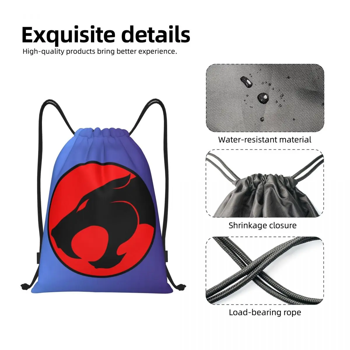 Thundercat Cartoon Manga Drawstring Mochila, Sports Gym Bag para mulheres e homens, Training Sackpack