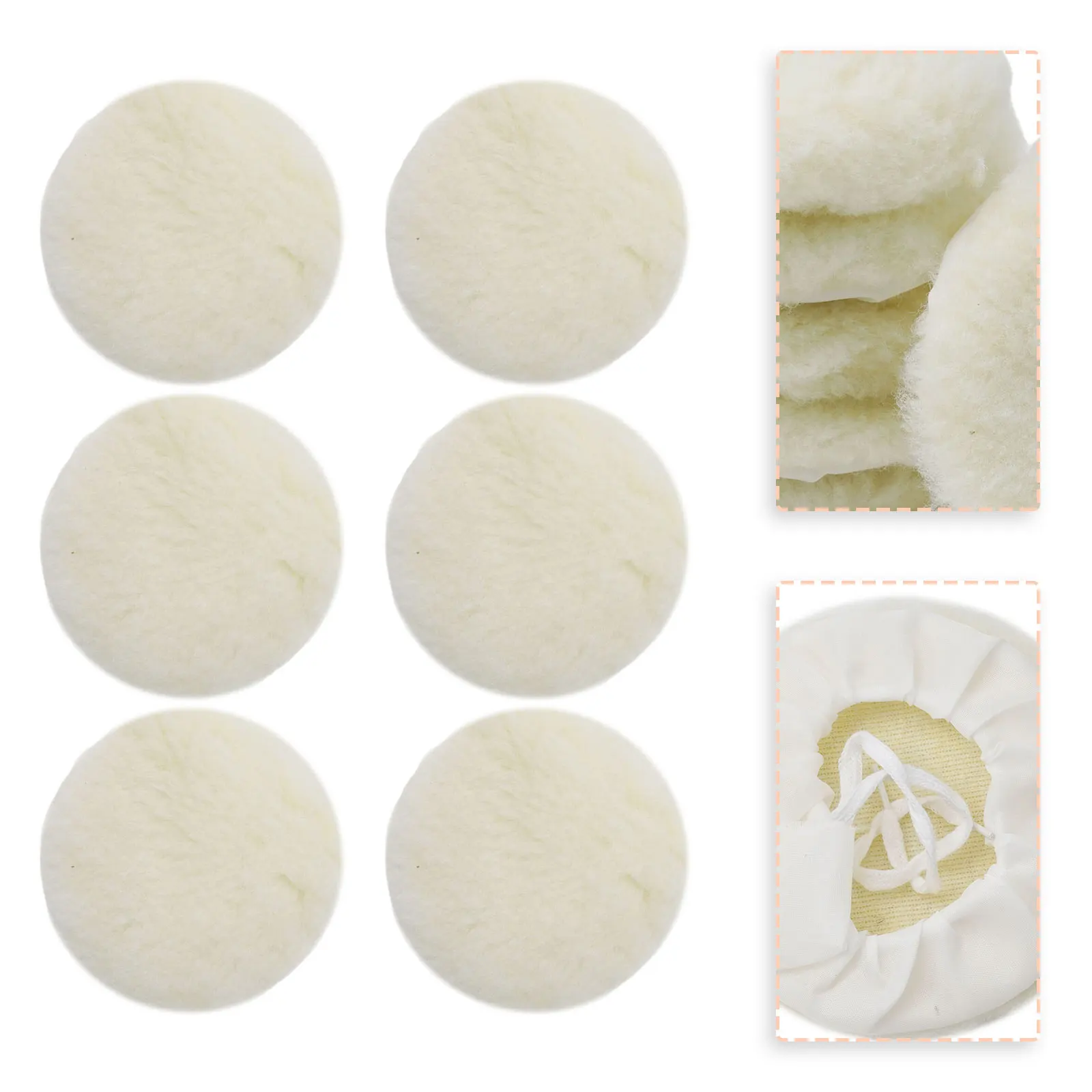 Set Buffing Pads 125mm Buffer Lamb Wool Polisher Polishing Washable 5inch 6Pcs Accessories Automotive Brand New