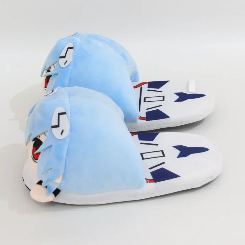 Zapatillas de algodón EVANGELION Rei para hombre y mujer, pantuflas de felpa de Anime, zapatos mullidos de dibujos animados, zapatillas de Interior