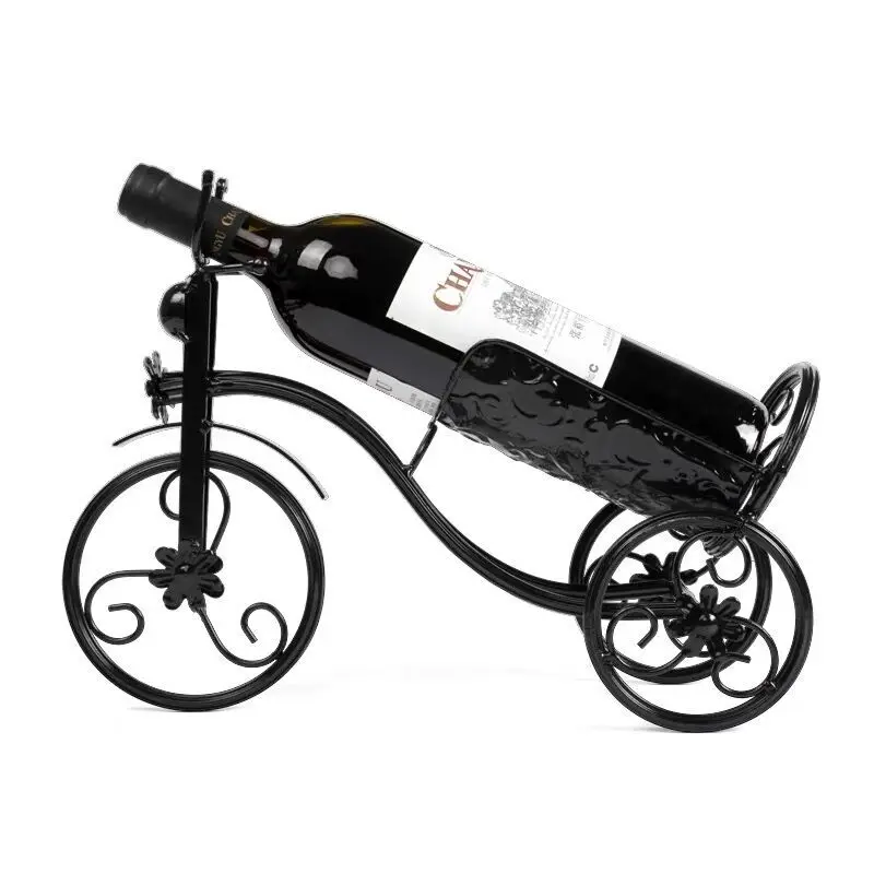Retro Wrought Iron Tricycle Red Wine Rack Ornaments Creative Home Wine Cabinet Decoration Wine Bottle Storage Rack Holder Shelf