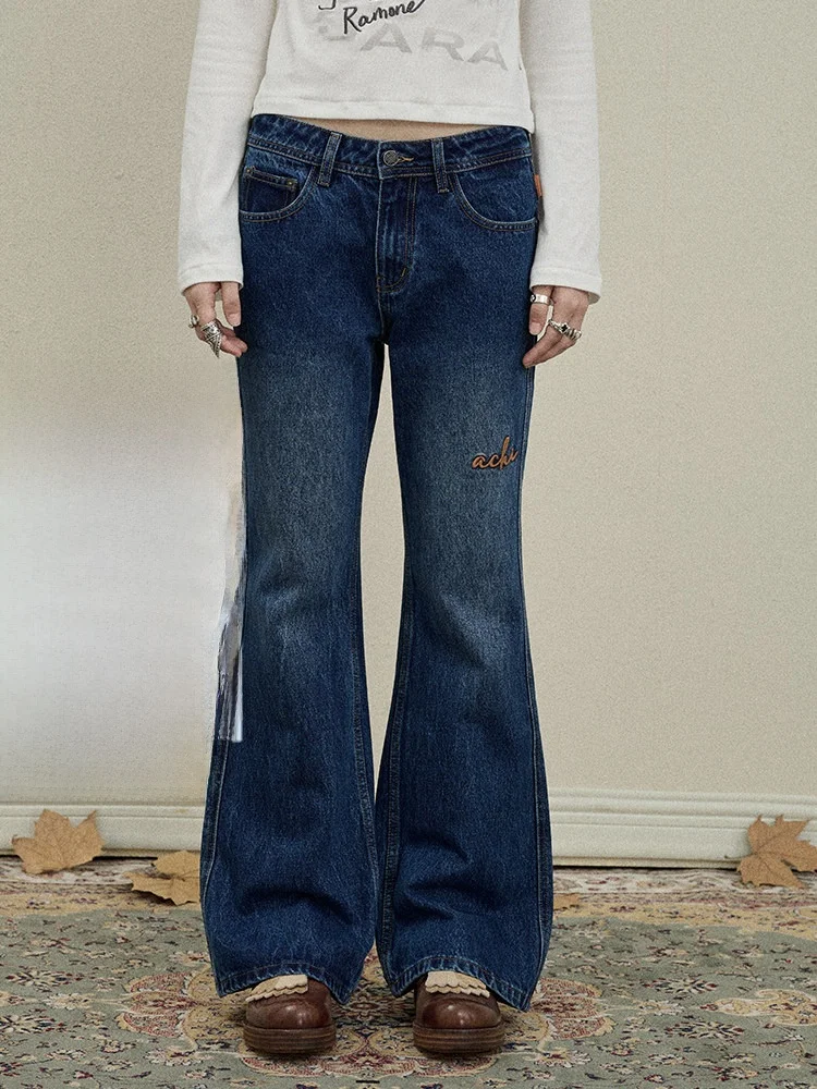 

Джинсы-клеш Achihara с вышивкой, женские, облегающие, без стрейча, повседневные, с эффектом потертости