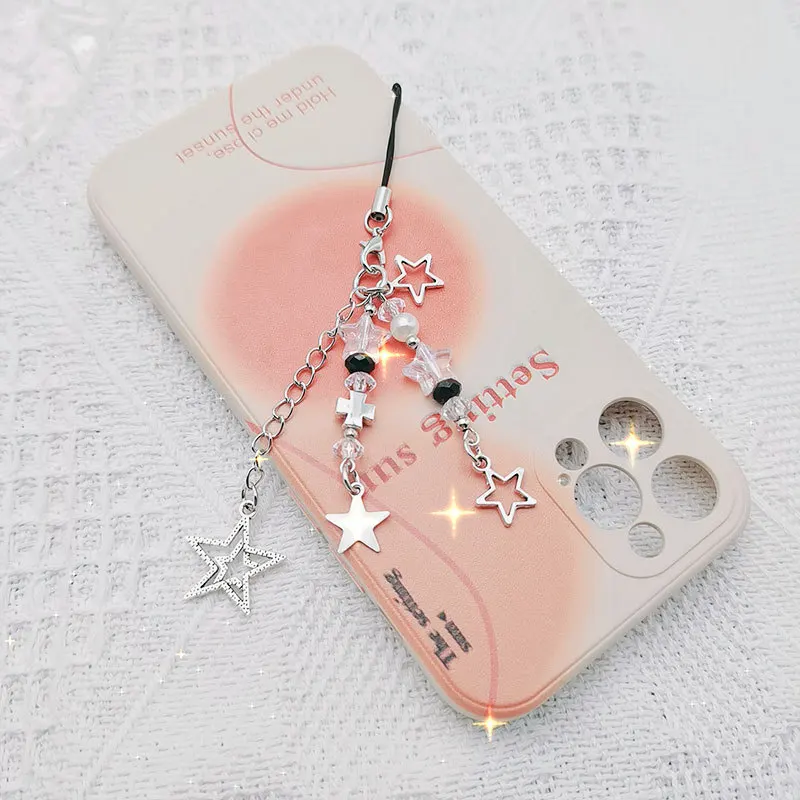 Phone Charms Pendant Kawaii Key Chain For iPhone Samsung Cute Accessories Women Girl Strap Lanyard Beaded Ins Korea