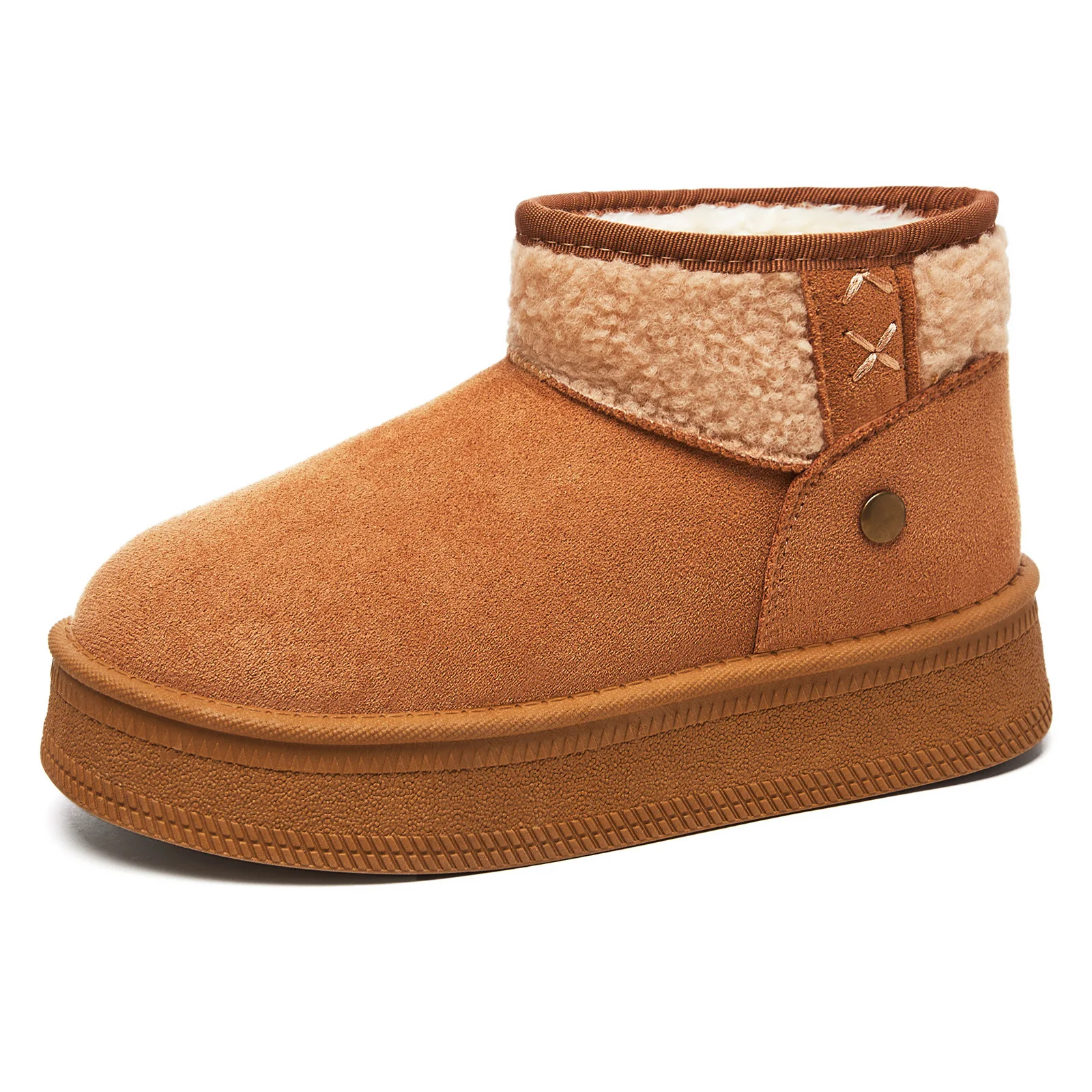 Thick Bottom Snow Boots Women's Fleece Lined Thickened Cotton Snow Boots Cold Resistant Winter Boots for Outdoor Northeast