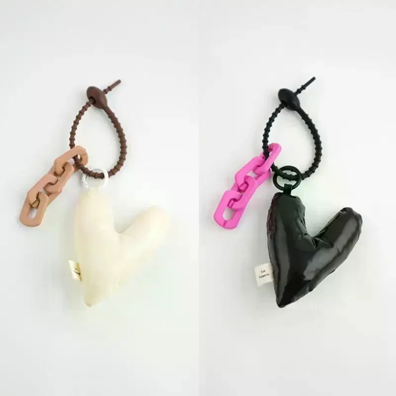 Simple Cotton Filled Heart-shaped Pendant Key Lanyard Cute Love Heart Confession Keychain Women Niche Design Bag Bag Accessories