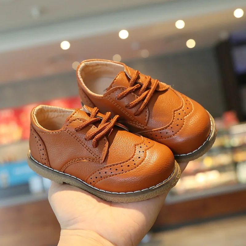 KIDS Leather Shoes Boys Girls Casual Shoes 1 2 3 4 5 6 Years Baby Soft Bottom Leather Shoes Children Outdoor Sneakers