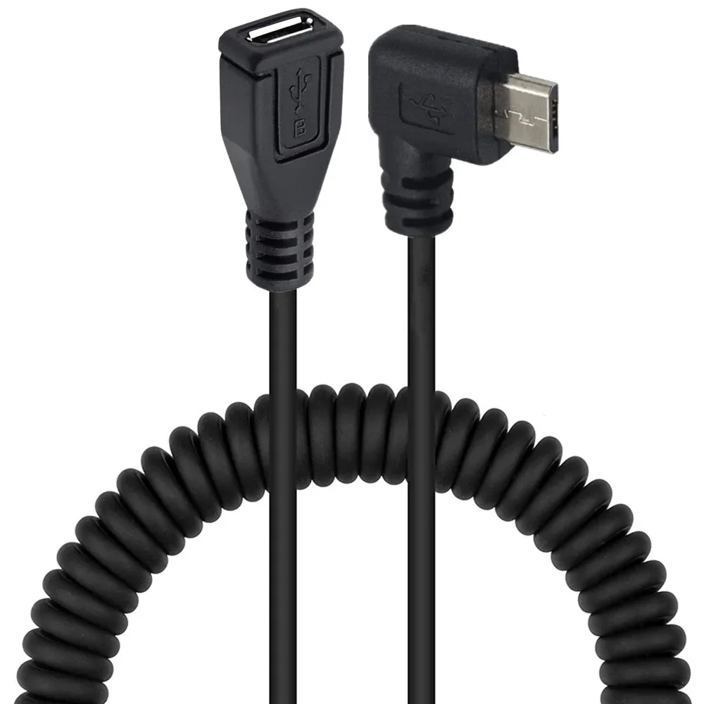 5Ft دوامة ملفوف مايكرو USB B 5Pin 5P ذكر إلى أنثى تمديد كابل #4