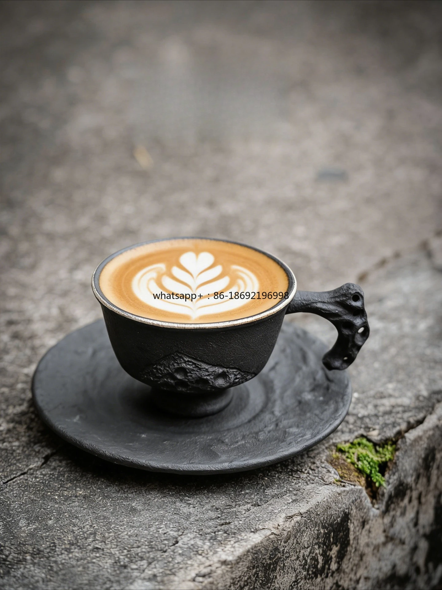 Household High-end Exquisite 200ml Retro Coffee Cup and Saucer Set Creative Coarse Taura Flower Cup