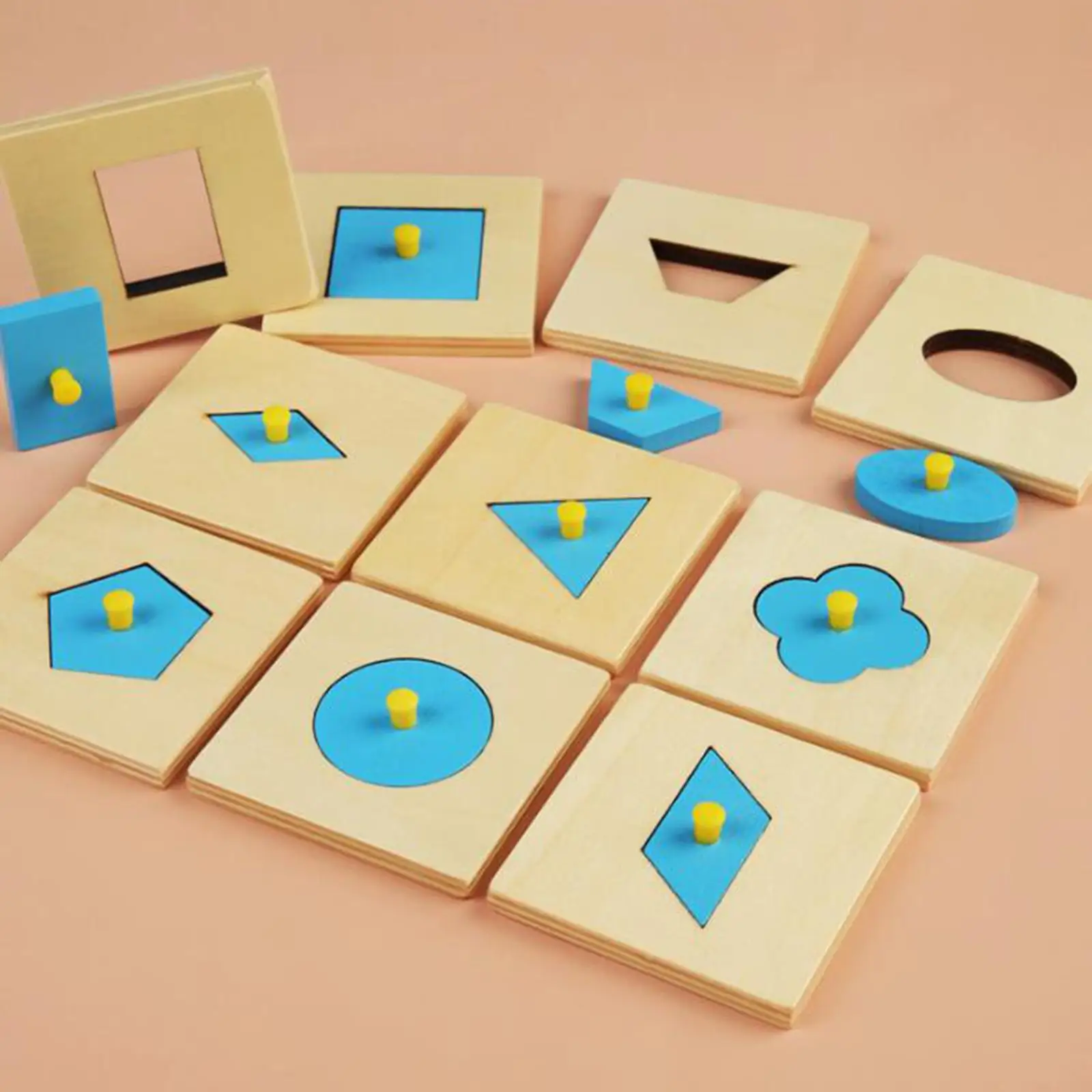 Wooden Shape Peg Puzzle Shape Recognition Block for Ages 2~4 Kids Children