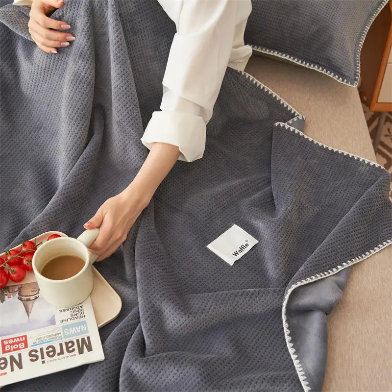Waffle Plaid Winter Bed Blankets Warm Soft Coral Fleece Throw Blanket Sofa Cover Bedspread On The Bed For Kids Pet Home Textile