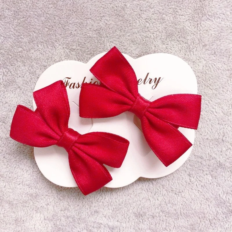 2PCS New Cute Bow Headgear Sweet Girl Hair Accessories Summer Girls Red Clips Baby Hairpins Bridesmaid Hair Clips Gifts