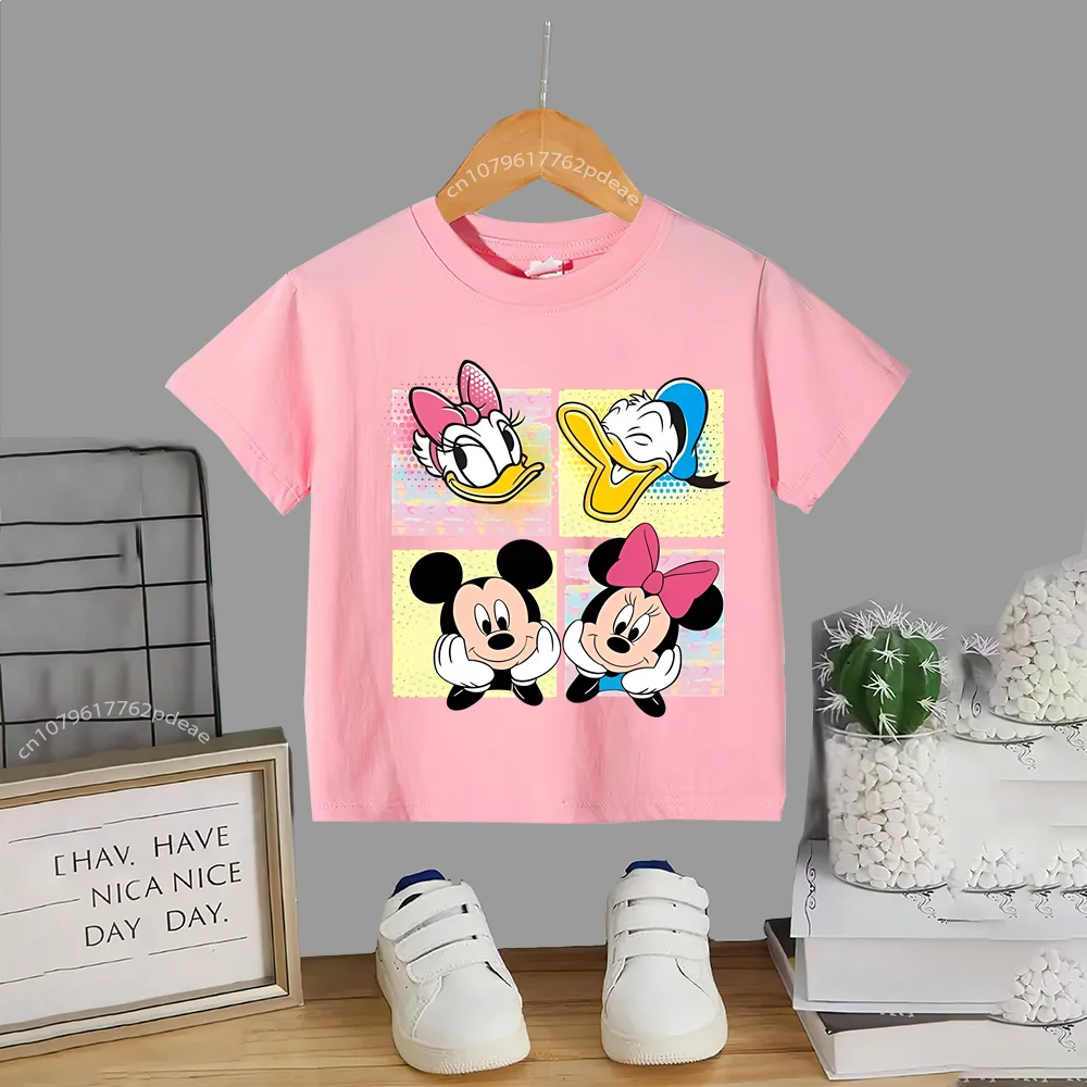 Disney Teen 100% Cotton T-shirt Playful Mickey Mouse & Donald Duck Kids Cotton T-shirt for Boys & Girls Comfortable Short sleeve