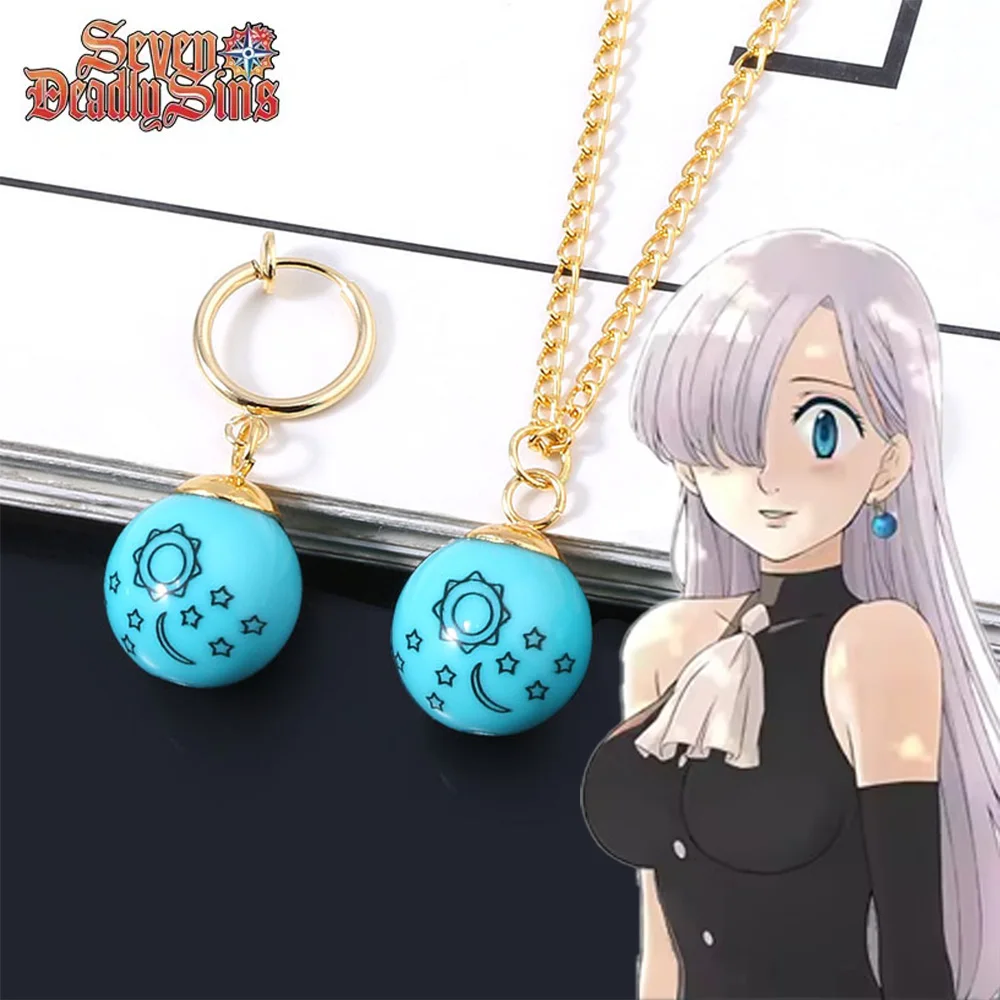 Anime The Seven Deadly Sins Elizabeth Liones Necklace Cosplay Pendant Earrings Ear Clip Cosplay Props