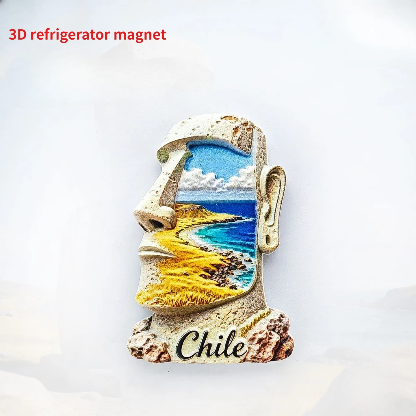 Imán de Refrigerador con Relieve 3D de la Piedra Moái de la Isla de Pascua, Chile, Recuerdo de Viaje, Decoración para el Hogar