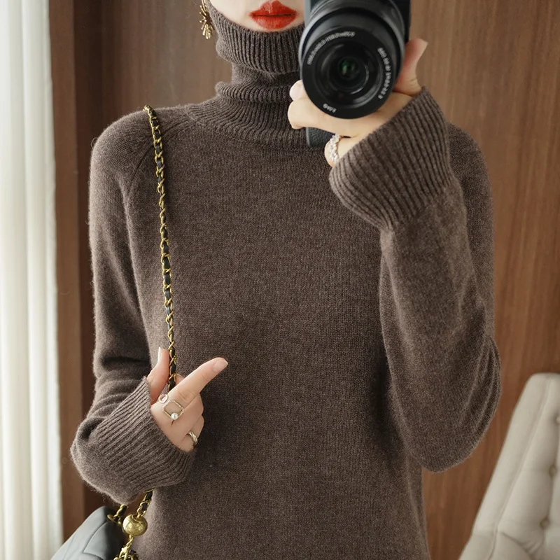 Autumn Winter Cashmere sweater women Turtleneck  Knitted  Pullover Sweater Long Sleeve Casual Soft Warm Femme