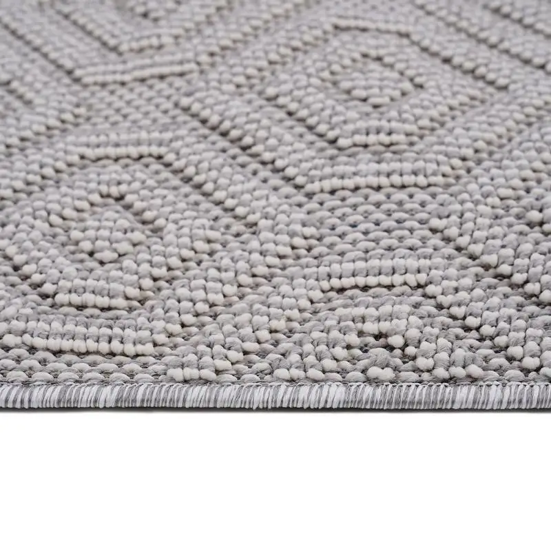 Geometric Indoor Outdoor Area Rug 6x9 White Design