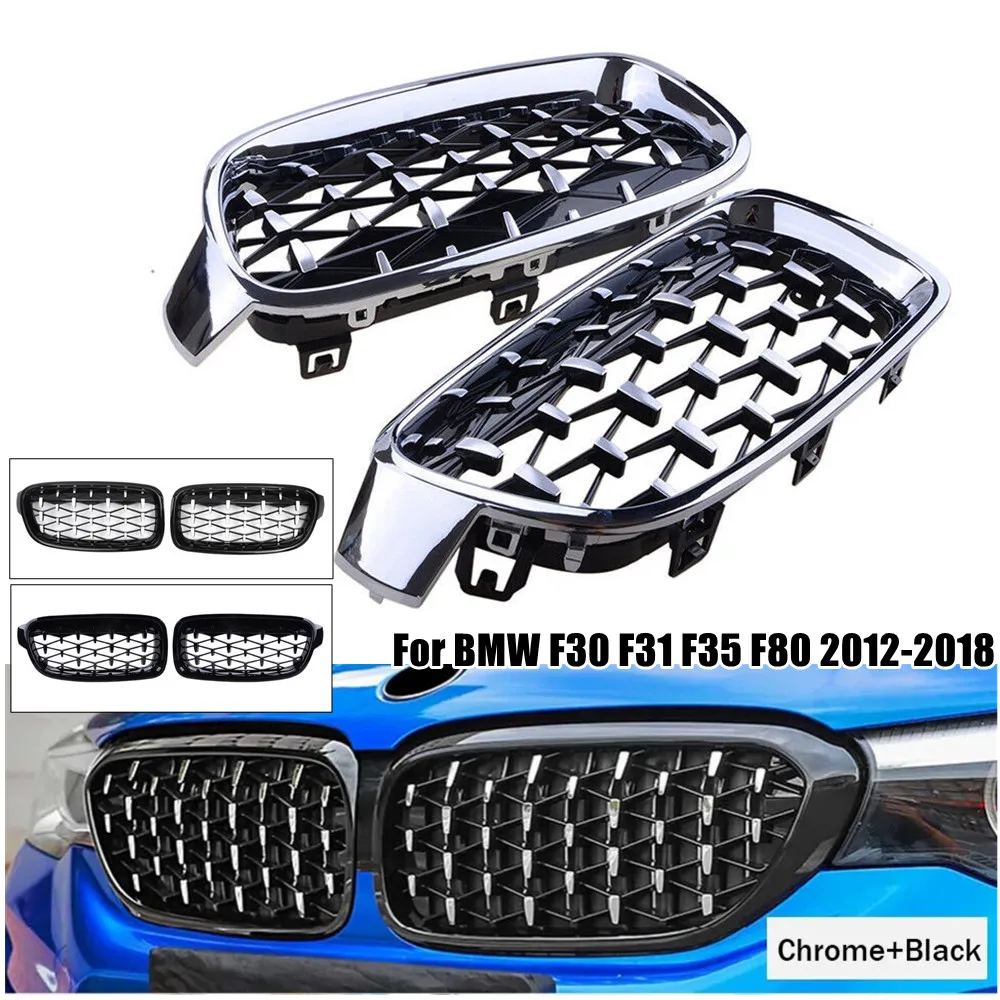 

2PCS For BMW F30 F31 F35 F80 2012-2018 Left&Right Diamond Style Grille Car Grille Front Bumper Kidney Grill ABS Parts