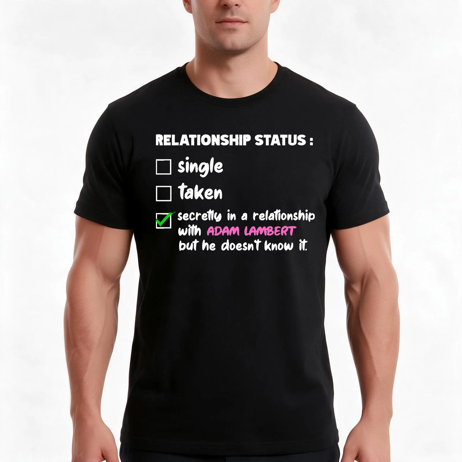 Relationship with Adam LambertFunny Humor T-Shirt, Summer Casual Cotton Tee, Oversized Streetwear Tops, Vintage Graphic Print