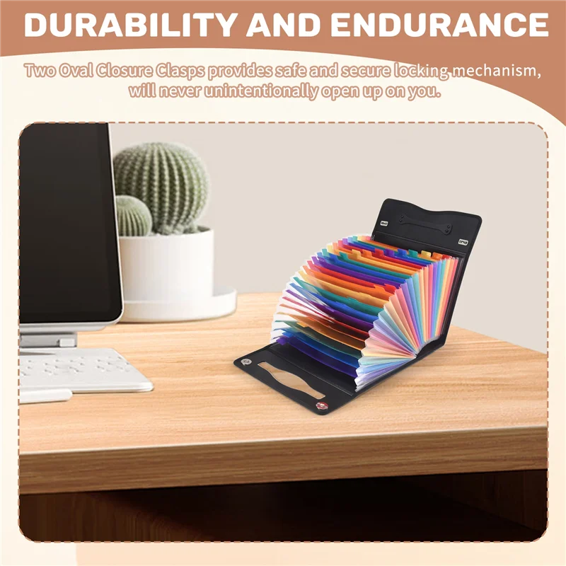 A42Z-24 Pockets Expanding File Folder Accordian File Organizer,Plastic Paper Document Receipt Organizer For Business, Office