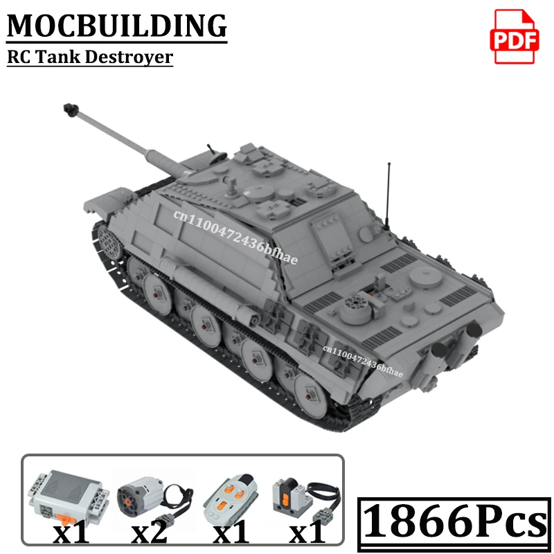 Tanque rc da segunda guerra mundial, veículo de batalha militar, blocos mocbuiding jagdpanther, destruidor de tanque, brinquedos de construção, tijolos de presente