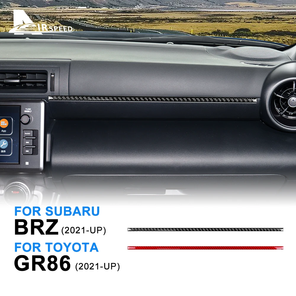 Guarnição carro co-piloto controle central tira adesivo, fibra de carbono real, acessórios para Subaru BRZ, Toyota GR86 2021 2022 2023 2024