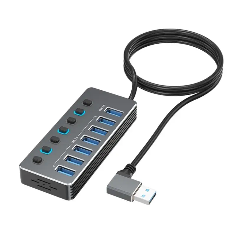 

USB-концентраторы R53C со стабильным подключением, алюминиевые 7-портовые отдельные переключатели, светодиодные индикаторы и 2.0