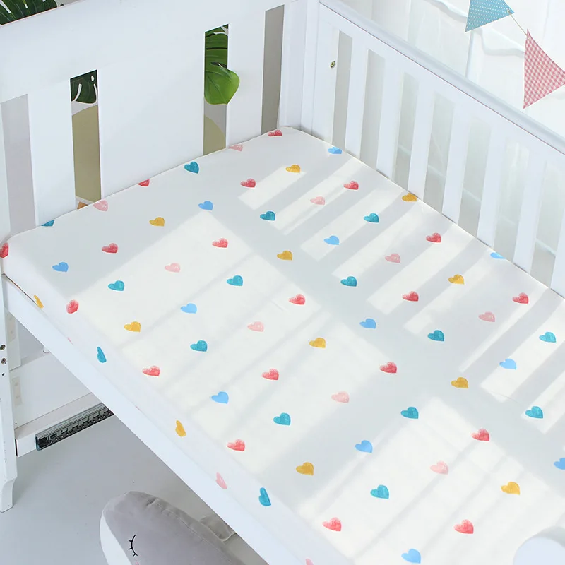 Newborn Baby Cot Fitted Sheet Matress Cover Cotton Cartoon Infant Toddlers Crib Bed Sheet With Elastic Four Seasons Customized