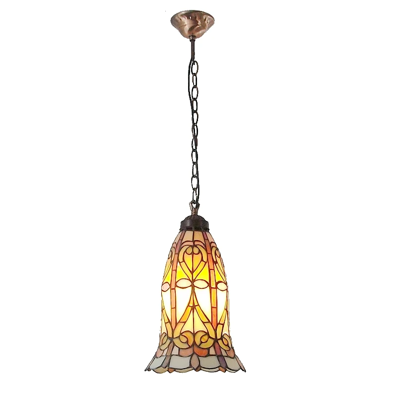 European Retro Rattan Chandelier Lamps Tiffany Lamp Bedroom Kitchen Aisle Bar Cafe Colored Glaze Nostalgic Ornaments Hanglampen