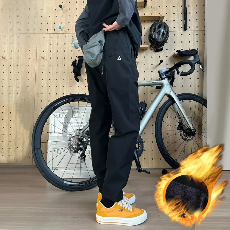 

Утепленные зимние спортивные брюки с флисовой подкладкой, прямые повседневные брюки для активного отдыха, рабочая одежда для мужчин и женщин