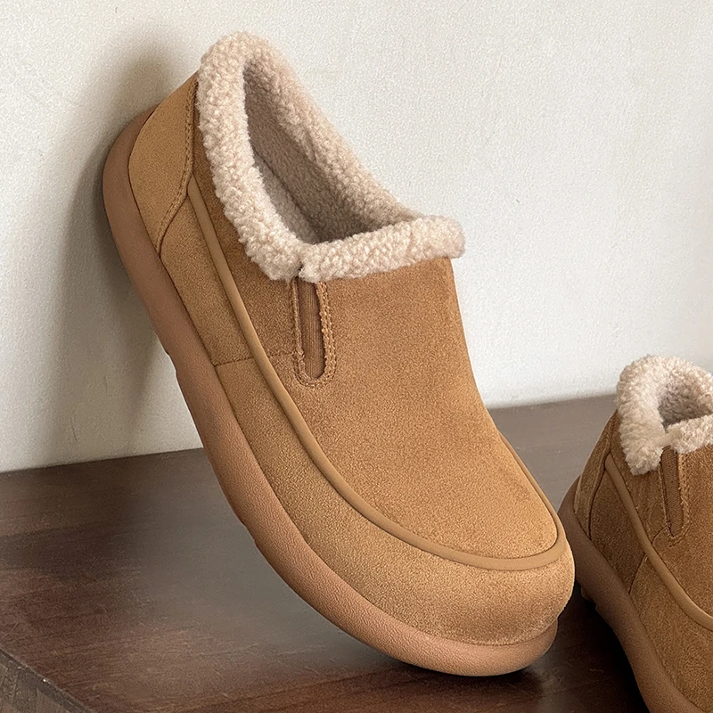 New Winter Boken Men Cotton Shoes with High-end Texture Simple Anti Slip Warm  Casual Suitable for Daily Commuting