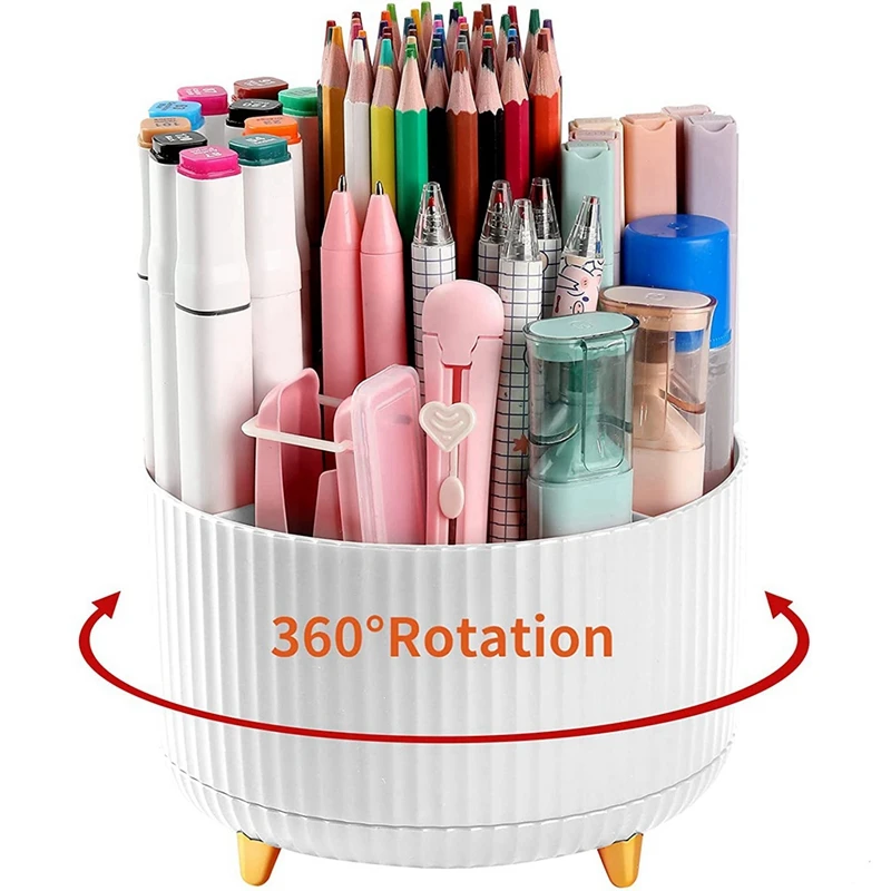 5 slot 360 ° Organizzatori rotanti di grado per scrivania, simpatico vaso per matite per ufficio, scuola, casa, rifornimento artistico