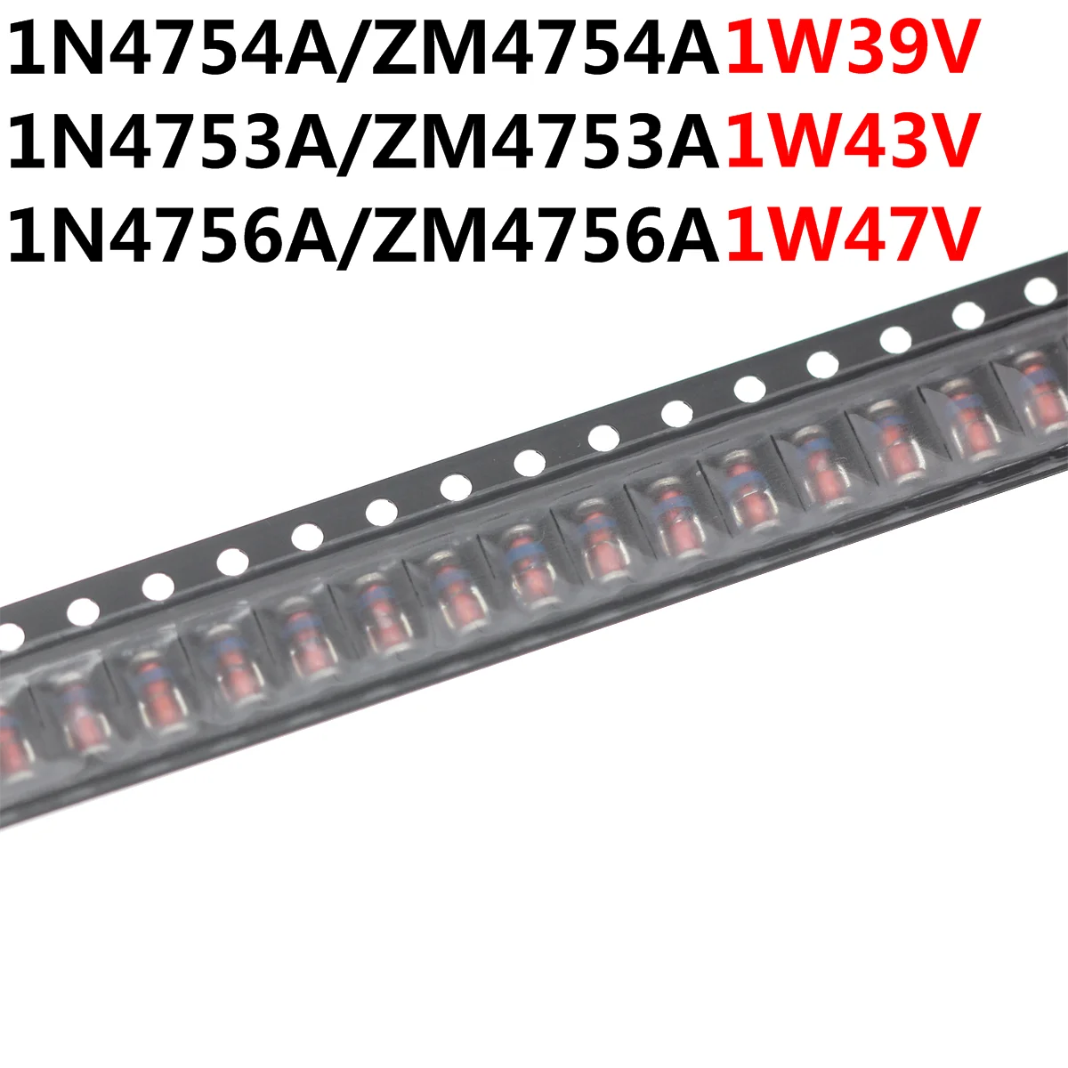 50PCS 1W ZM4754A 1N4754 39V ZM4755A 1N4755 43V ZM4756 1N4756 47V LL-41 SMD zenner diode