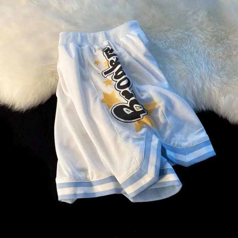 2025 Summer Running American Basketball Shorts Sports Five-point Pants Student Quick-drying Casual Retro Training Shorts Loose