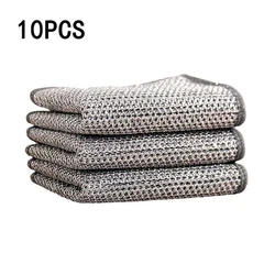 Dish Towel Dishcloth Metal Double Wire 20cmx20cm Non-stick Oil Dishrag Kitchen Pan Dishes Cleaning Napery