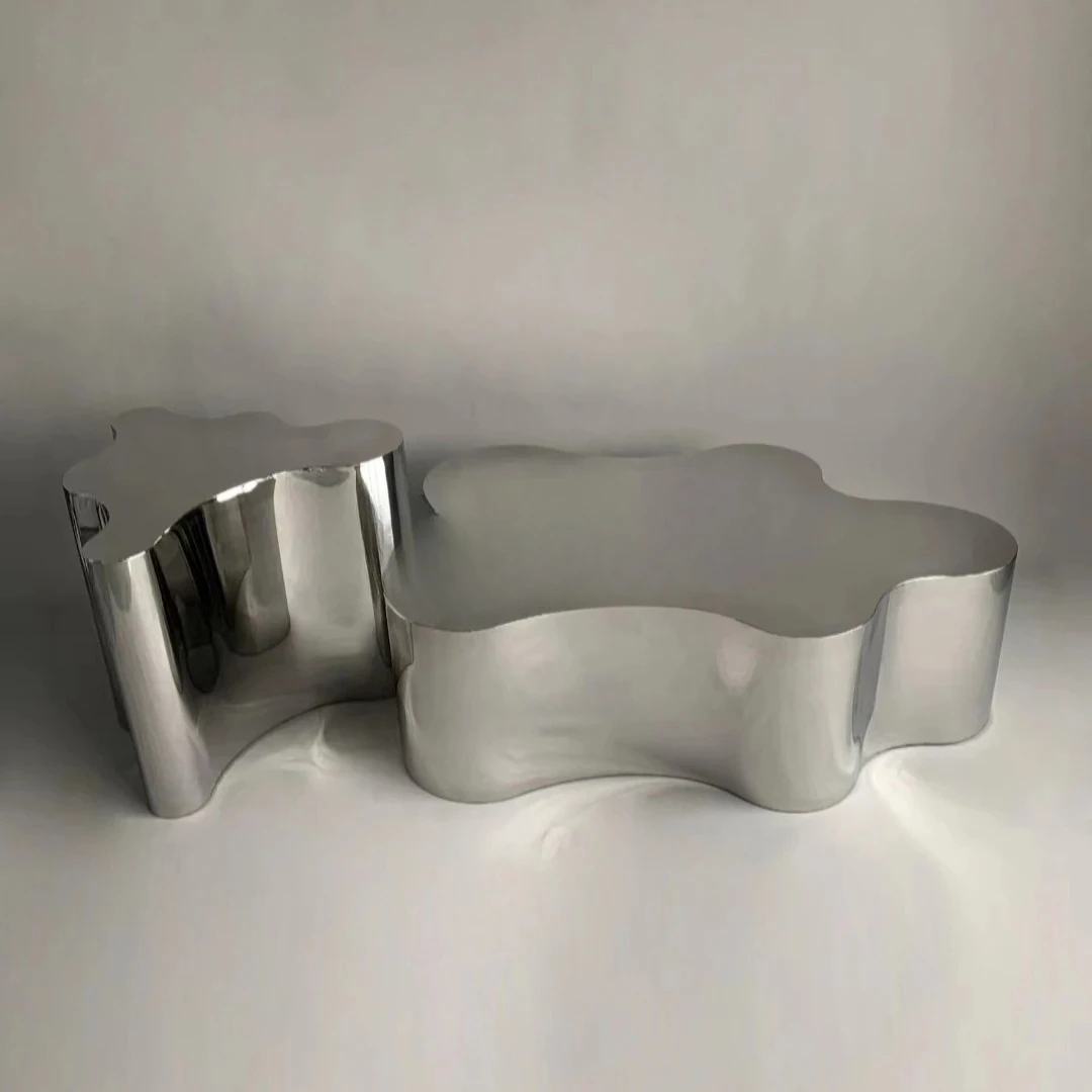 Nordic light luxury stainless steel simple Nakajima water table creative special-shaped display table living room coffee table