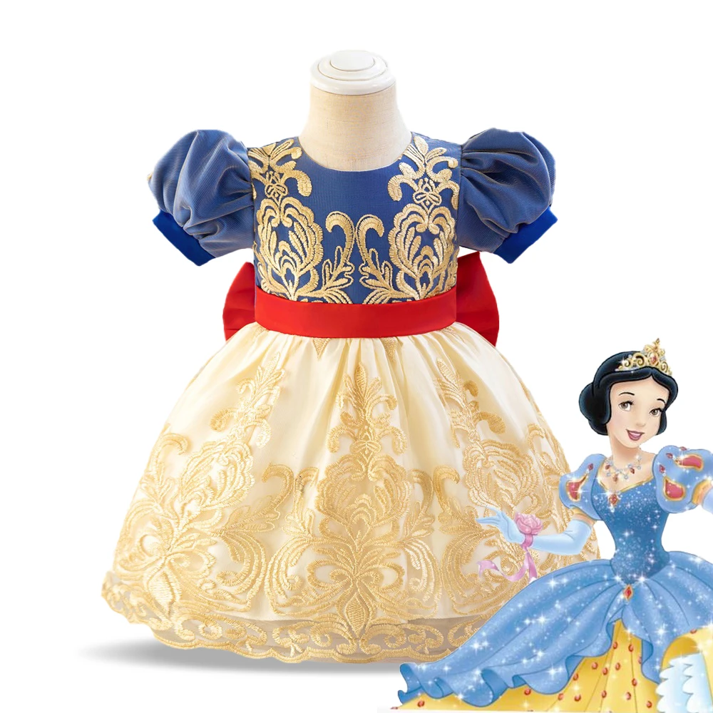 

Girl Snow White Dress Big Bow Dress For kids Party Costume Summer Princess clothes Children Sweet Clothing Elegant Suit Baby