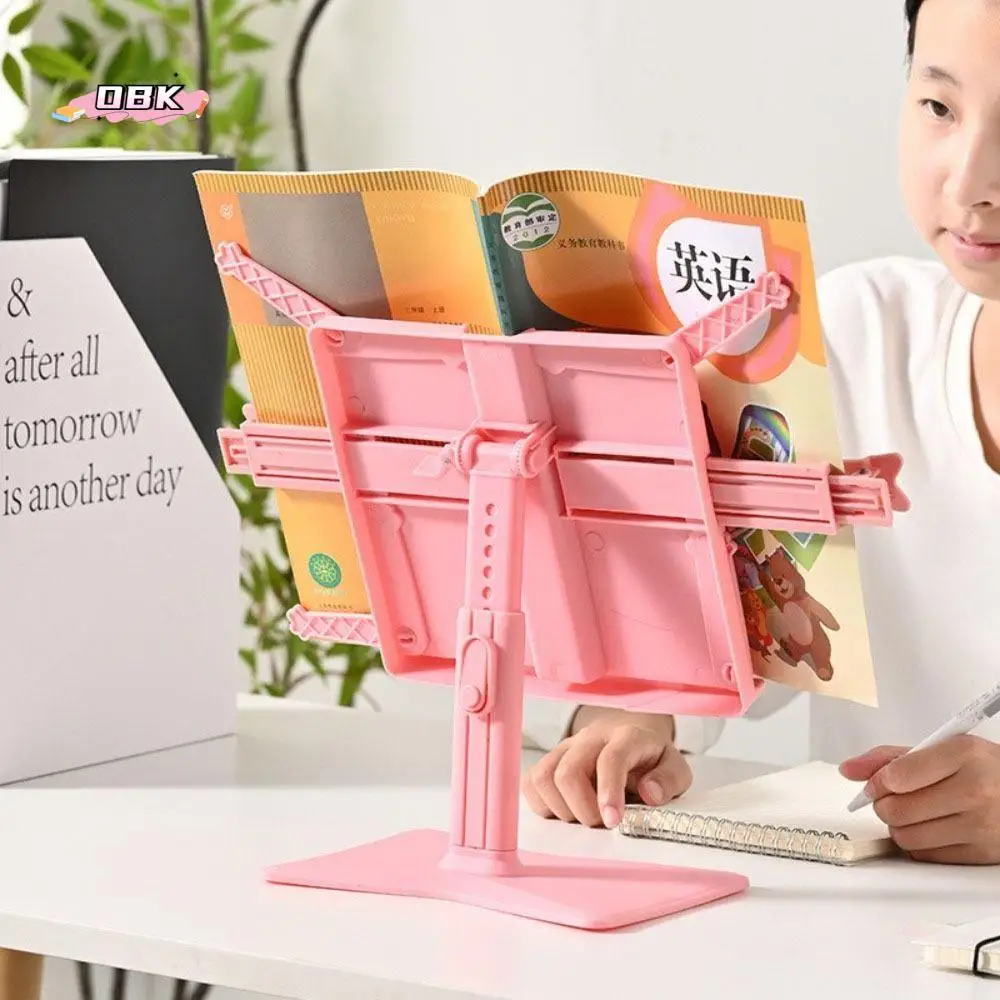 Adjustable Angle Lifting Landing Book Stand Extendable with Clip Reading Bookshelf Anti-slip Mat Plastic Book Holder Pad