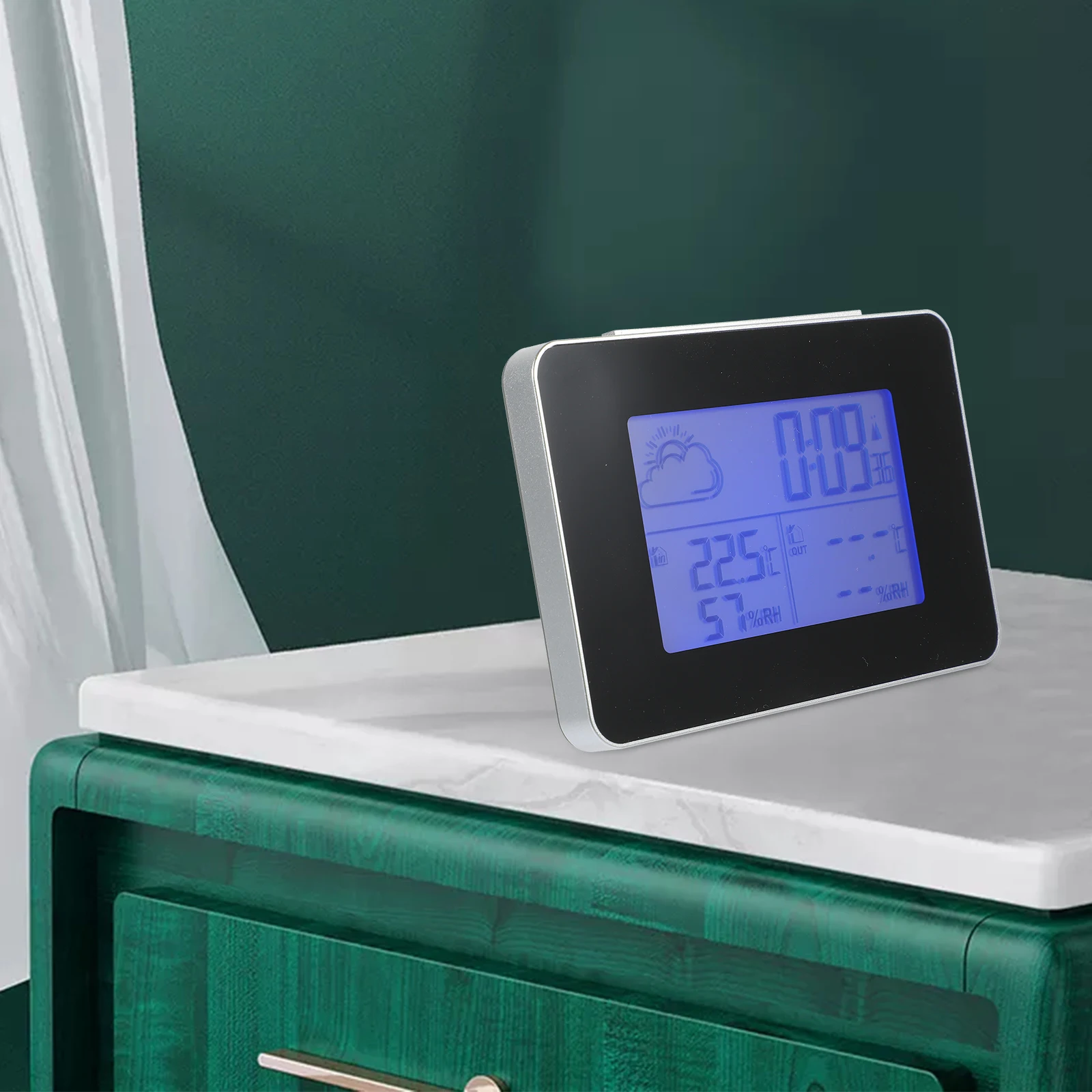 

Multi Function Weather Clock Electronic Alarm Temperature Humidity Calendar Moon Phase Barometric