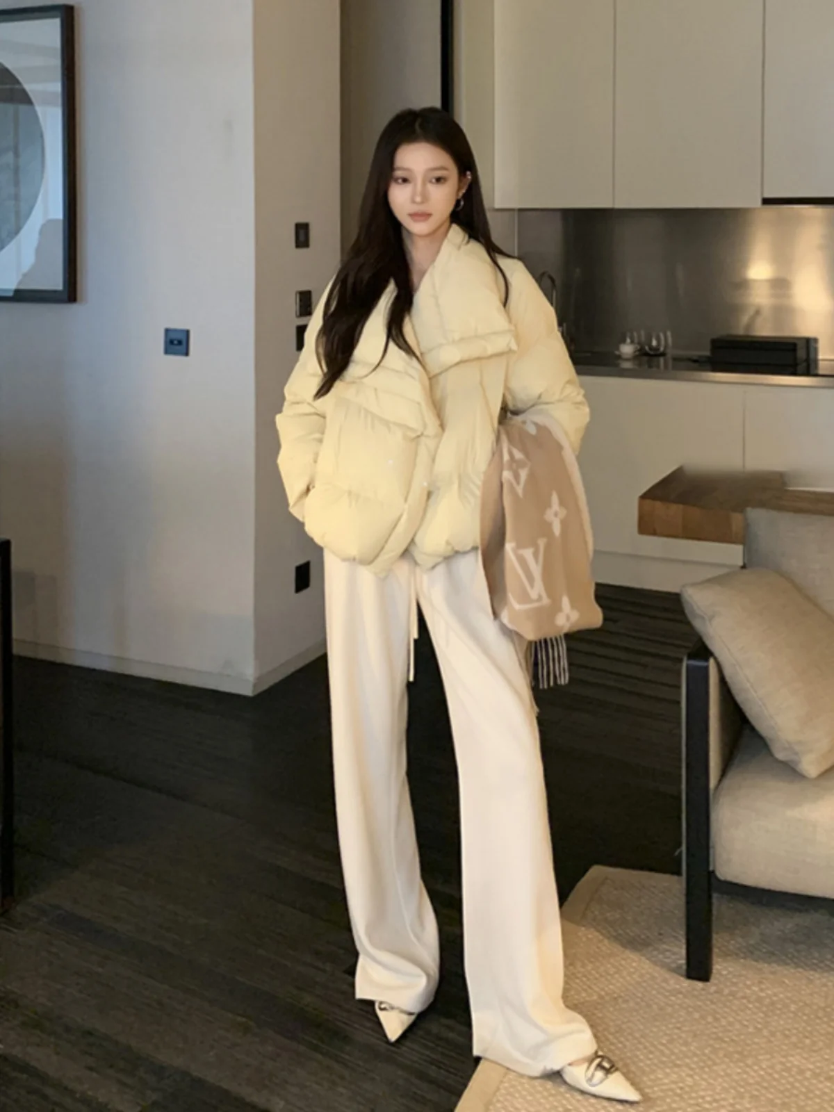 2025 moda inverno curto acolchoado casaco turn down collar quente acolchoado jaqueta feminina