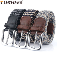 TUSHI New Men‘s Non-hole Woven Belt Elastic Stretch Canvas Belt Female Korean Style Versatile Student Pants Denim Belt Luxury